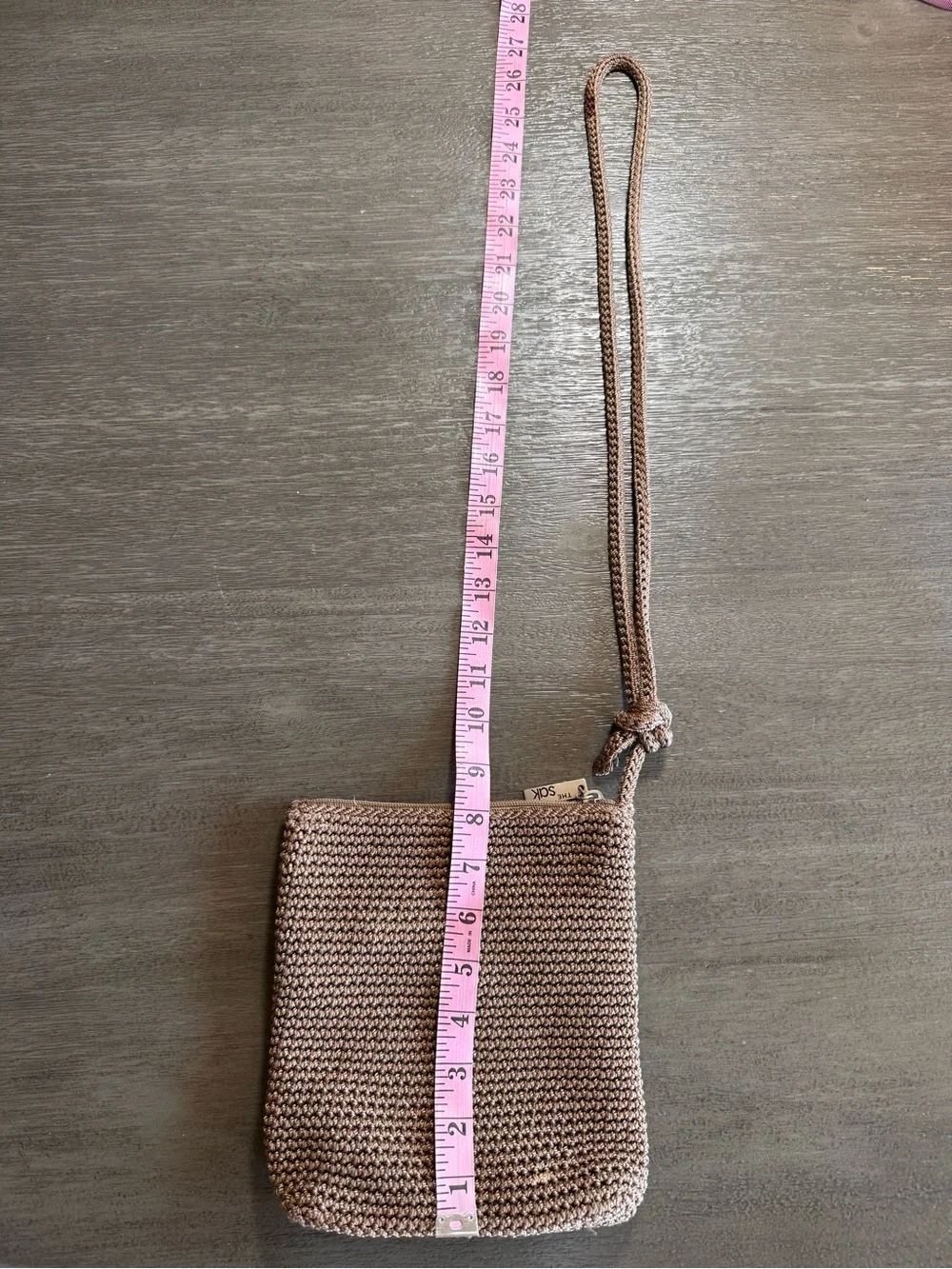 The Sak Taupe Woven Knit Crossbody Bag Purse